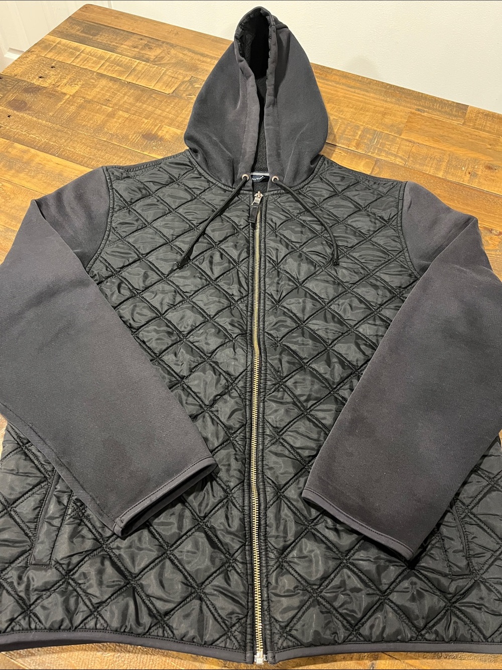 Men’s XL Nautica Black Quilted Hooded Zip Jacket